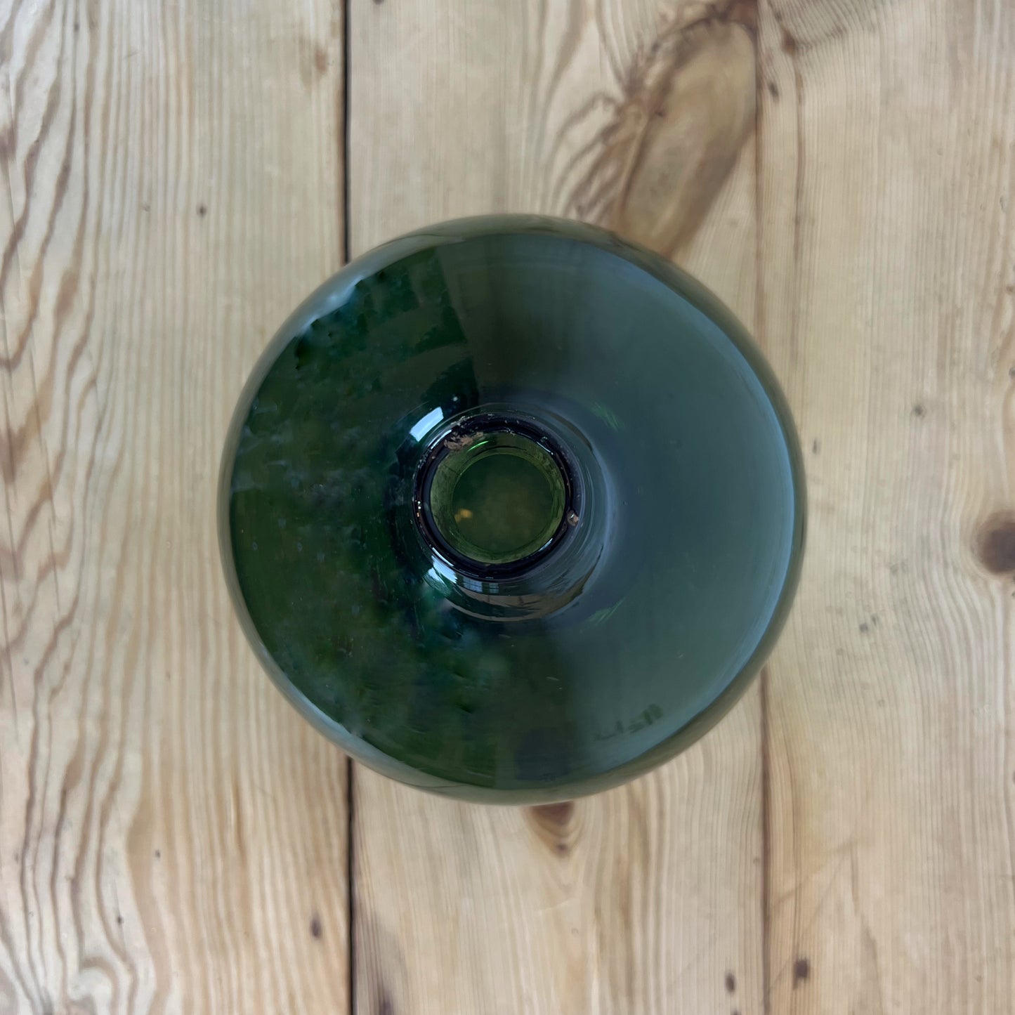Vintage Medium Light Green Demijohn | Late 19th Century Green Demijohn Glass Bottle | Antique European Demijohn