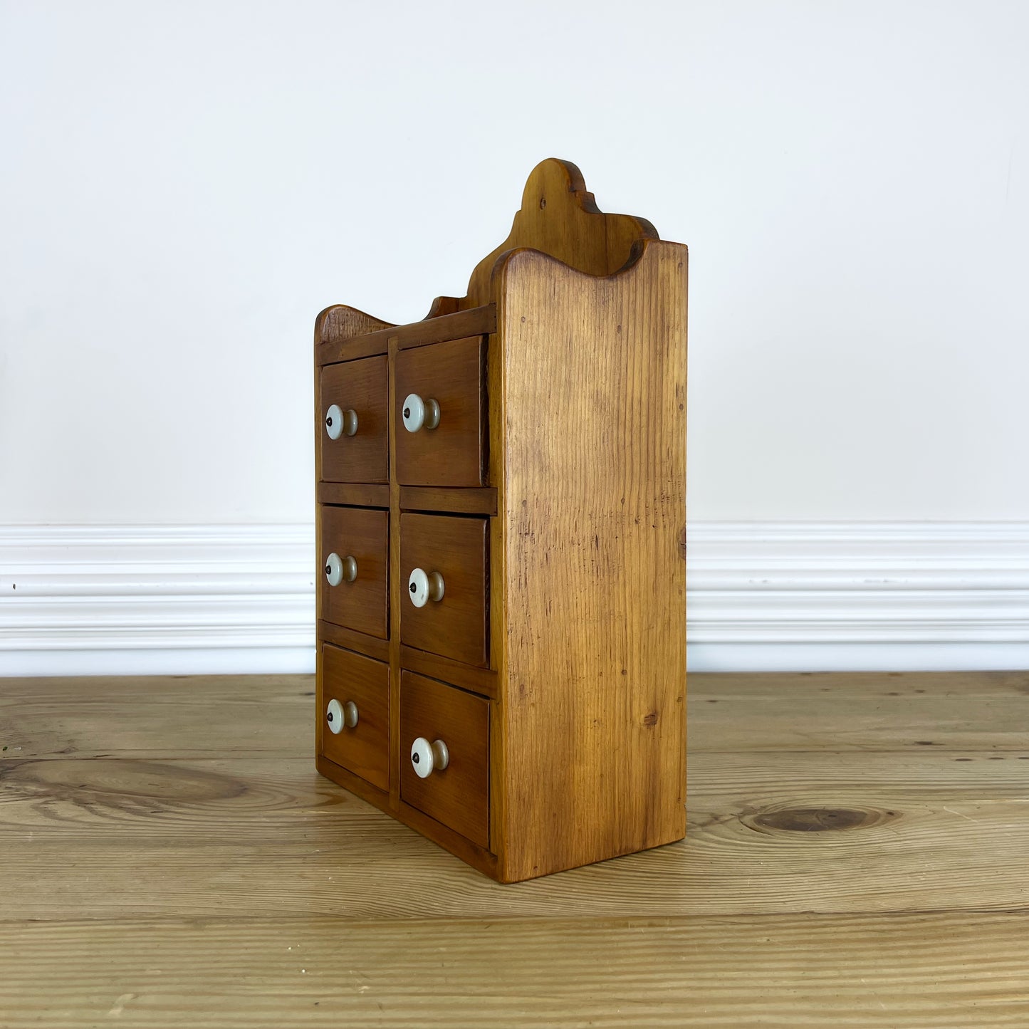 Antique Wooden Spice Apothecary Cabinet | Vintage Wall Spice Cabinet | Rustic Farmhouse Spice Cabinet