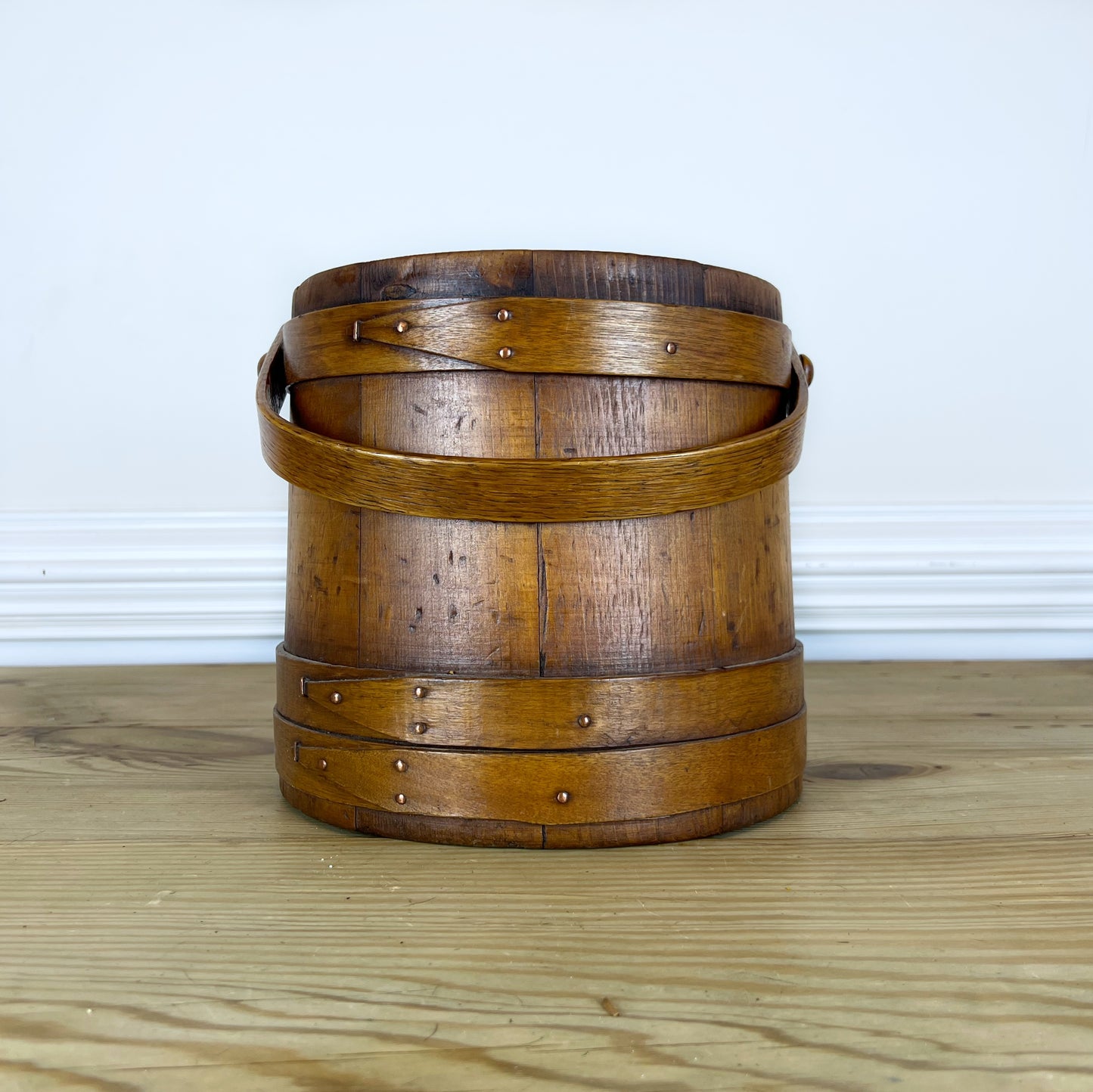 Antique Wooden Firkin Bucket | Primitive Firkin Wooden Sugar Bucket | 19th Century Wooden Firkin Bucket