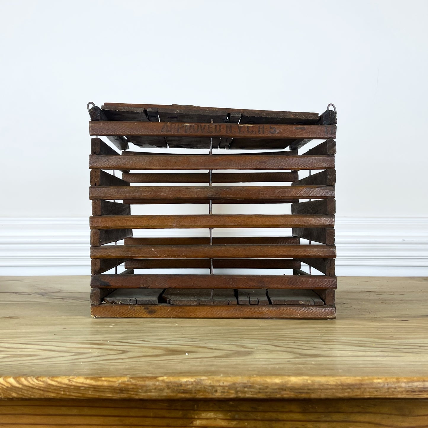 Primitive Wooden Egg Crate | 19th Century Antique Wood Egg Crate | Modern Farmhouse Industrial Salvage Crate