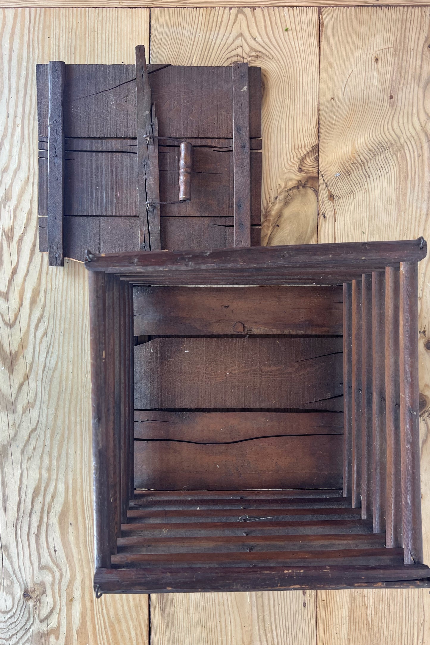 Primitive Wooden Egg Crate | 19th Century Antique Wood Egg Crate | Modern Farmhouse Industrial Salvage Crate