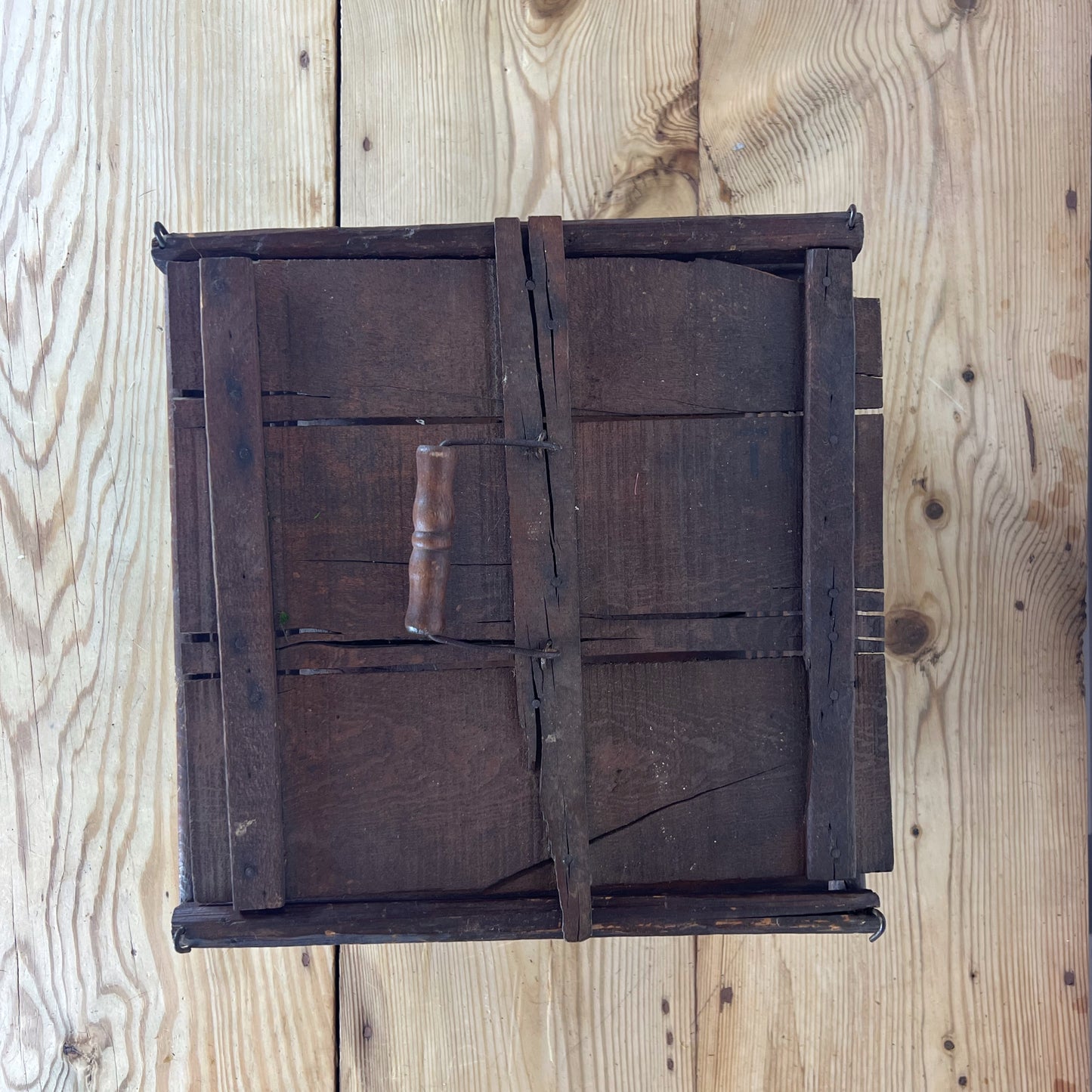 Primitive Wooden Egg Crate | 19th Century Antique Wood Egg Crate | Modern Farmhouse Industrial Salvage Crate
