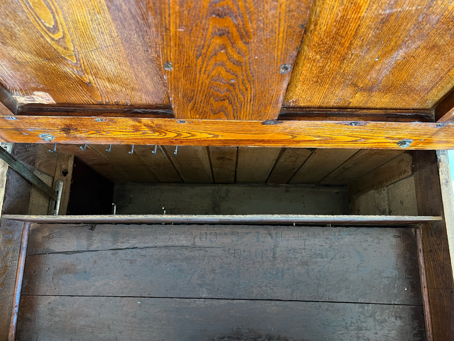 Oak Early 20th Century Tool Chest | Industrial Console Table | Antique Machinists Cabinet | Antique Apothecary Cabinet | Industrial Table
