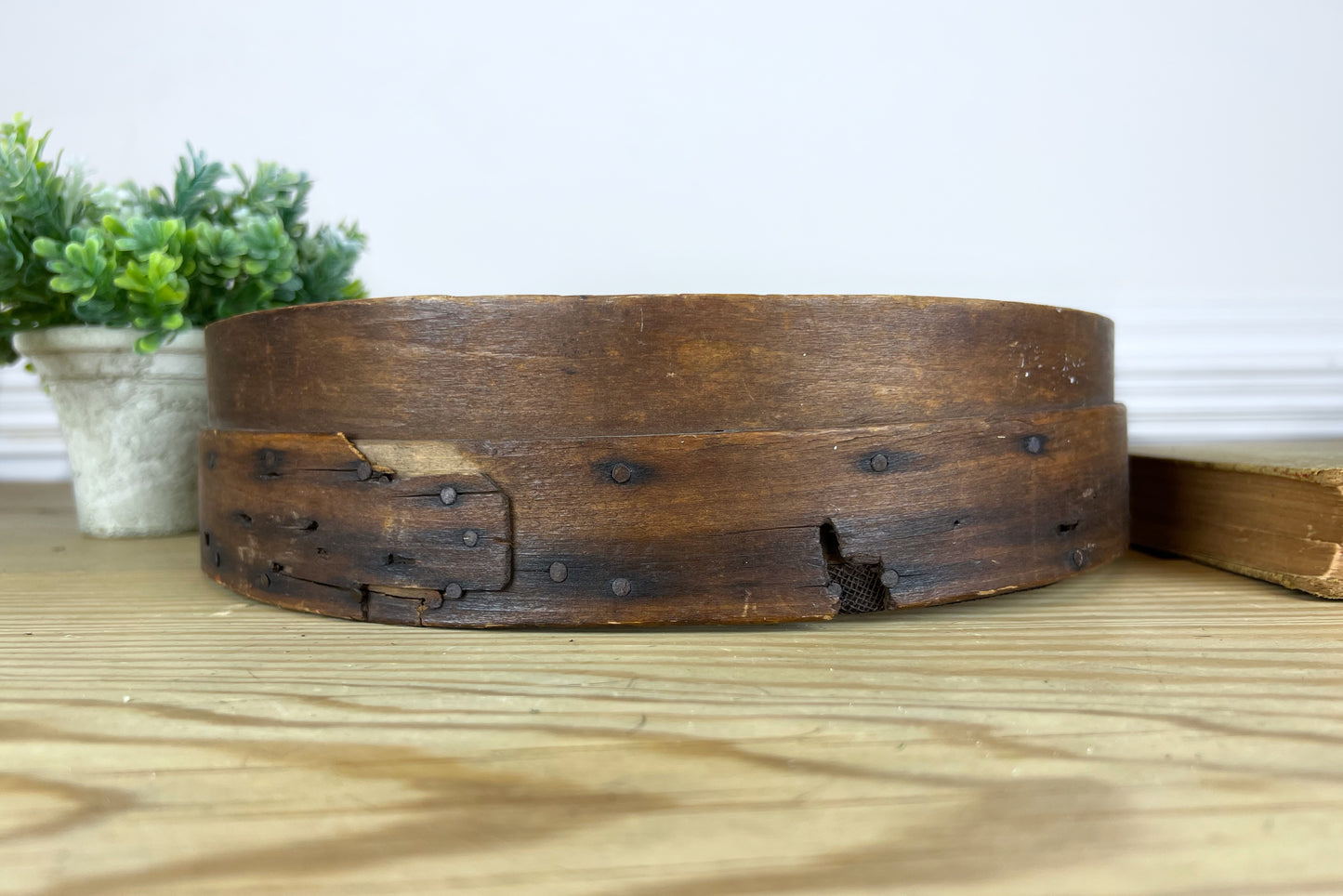 Primitive Grain Sifter | Antique Wooden Sieve | Round Antique Bentwood Grain Sieve | Primitive Round Bentwood Flour Sifter