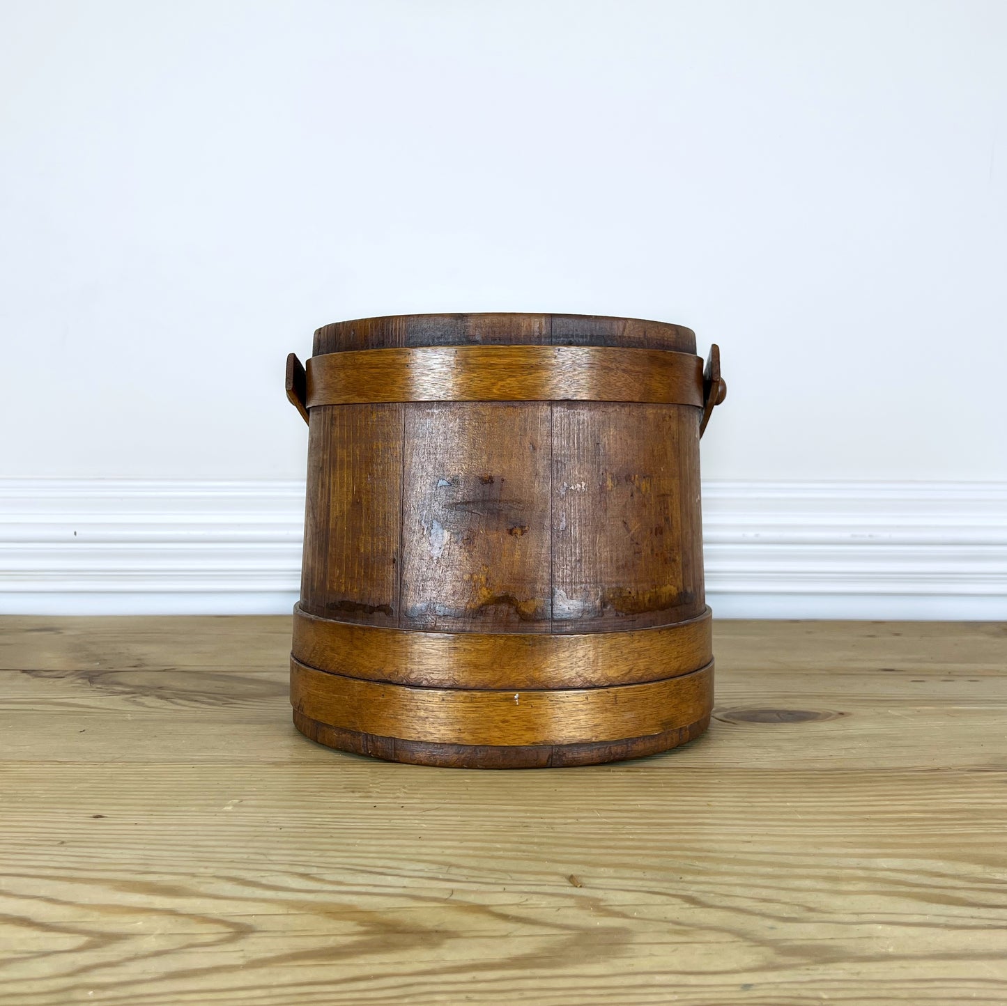 Antique Wooden Firkin Bucket | Primitive Firkin Wooden Sugar Bucket | 19th Century Wooden Firkin Bucket