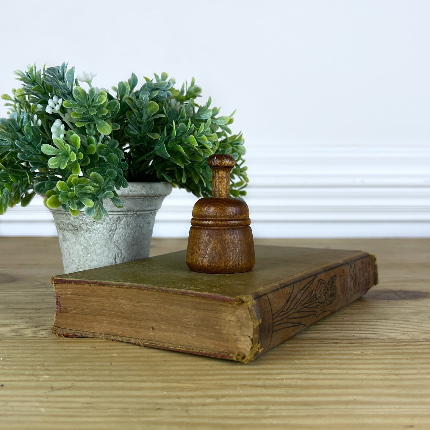 Miniature Antique Flower Butter Mold Press | Tiny Antique Butter Mold Press | Vintage Butter Stamp Press | Primitive Farmhouse Kitchen Baking Tools