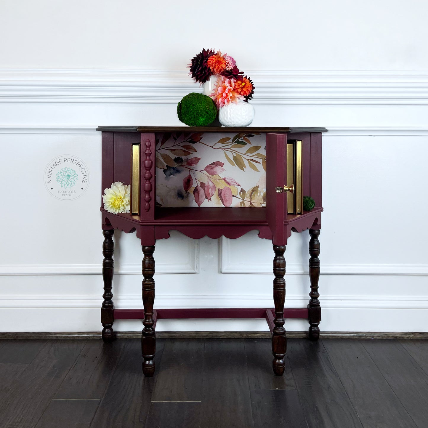 Petite Vintage Library Table | Vintage Side Table | Petite Vintage Parlor Table | Dark Academia Side Table