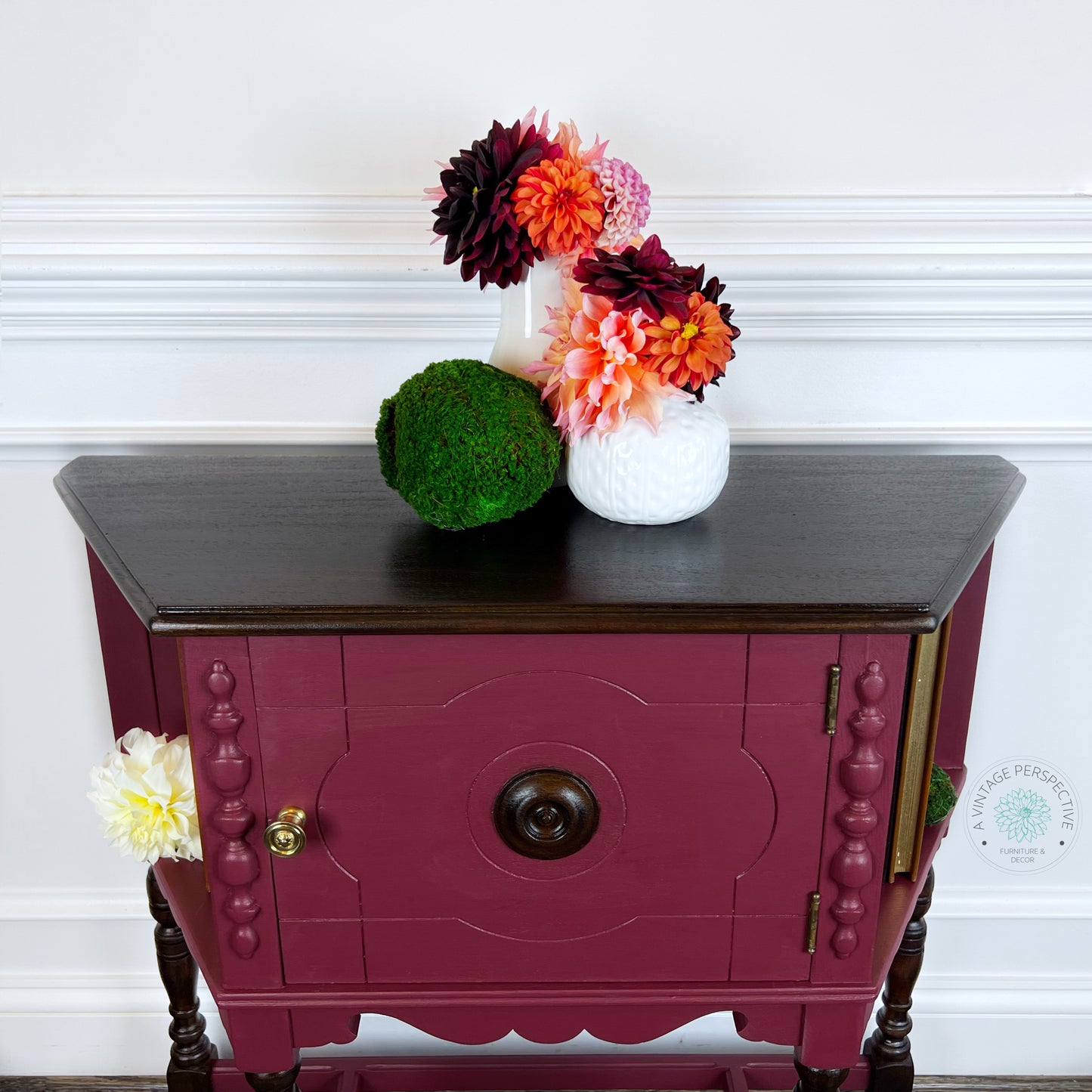 Petite Vintage Library Table | Vintage Side Table | Petite Vintage Parlor Table | Dark Academia Side Table