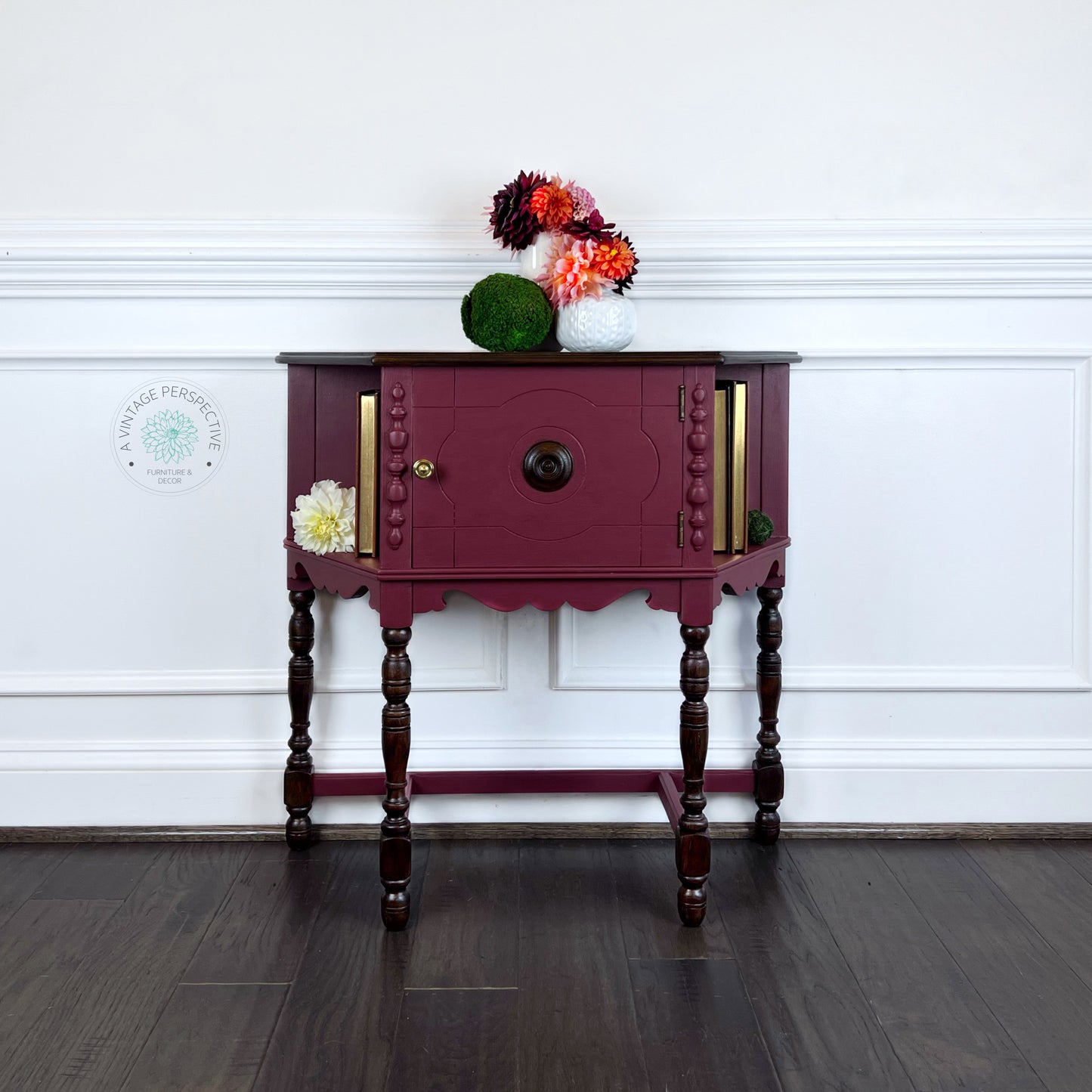 Petite Vintage Library Table | Vintage Side Table | Petite Vintage Parlor Table | Dark Academia Side Table