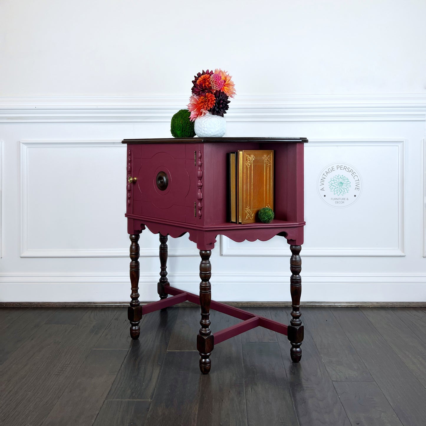 Petite Vintage Library Table | Vintage Side Table | Petite Vintage Parlor Table | Dark Academia Side Table