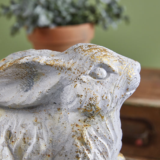 Cottage Rustic Concrete Figurine | Easter Bunny Figurine | Bunny Garden Statue | Rabbit Garden Statue | Spring Home Decor