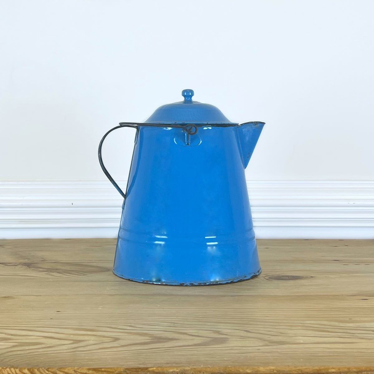 Extra Large Antique Blue Enamelware Kettle | Vintage Kitchen Decor | R ...