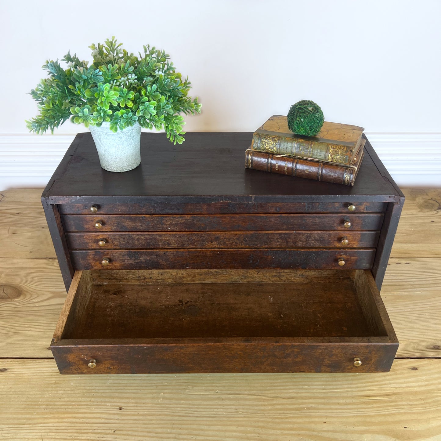 Antique Machinist Cabinet | Vintage Wooden Tool Chest with Drawers | Industrial Storage Organizer