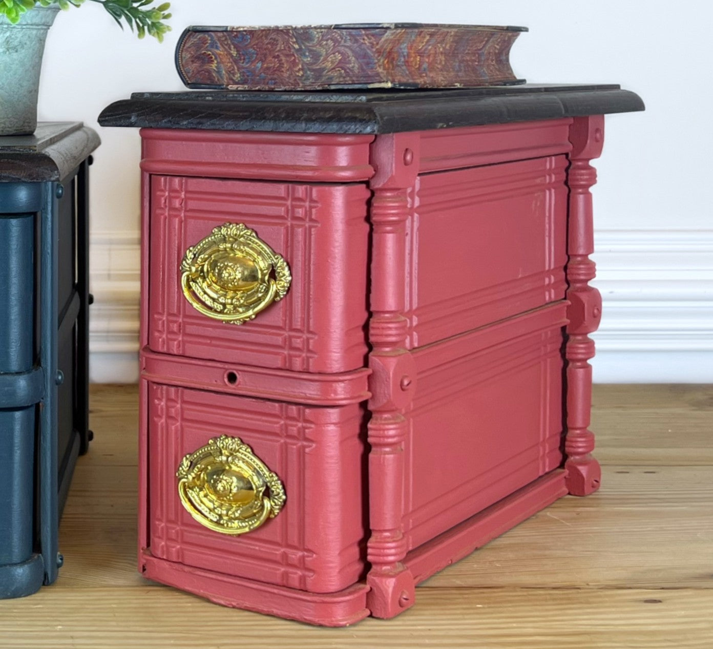 Antique Sewing Cabinet Drawers | Apothecary Drawers | Vintage Sewing Machine Drawers | Wood Sewing Cabinet | Rustic Tabletop Cabinet