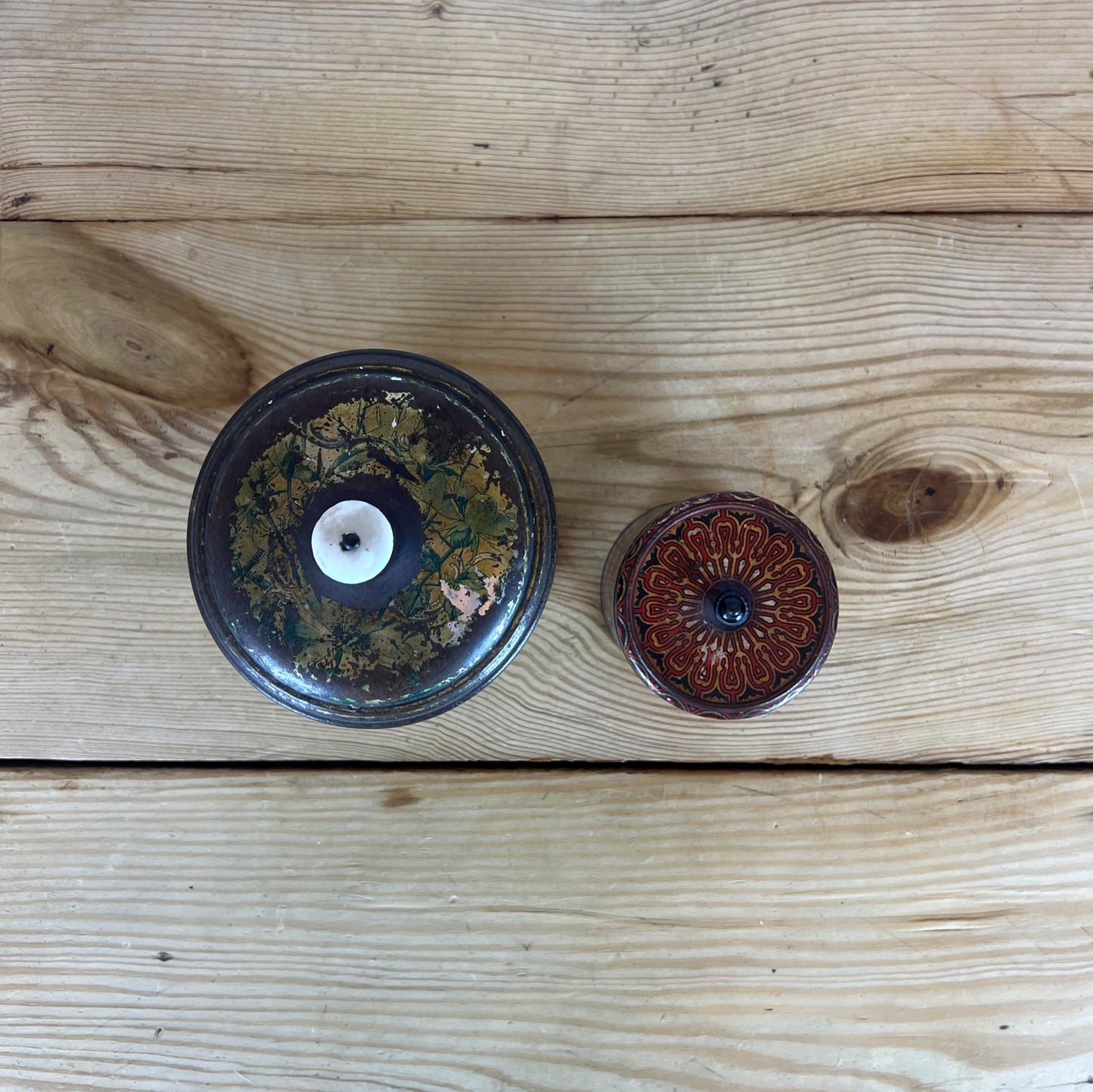 Antique Victorian Sugar Tin | Antique Tea Tin | Late 1800s Lithographed Pantry Canister | Floral Toleware