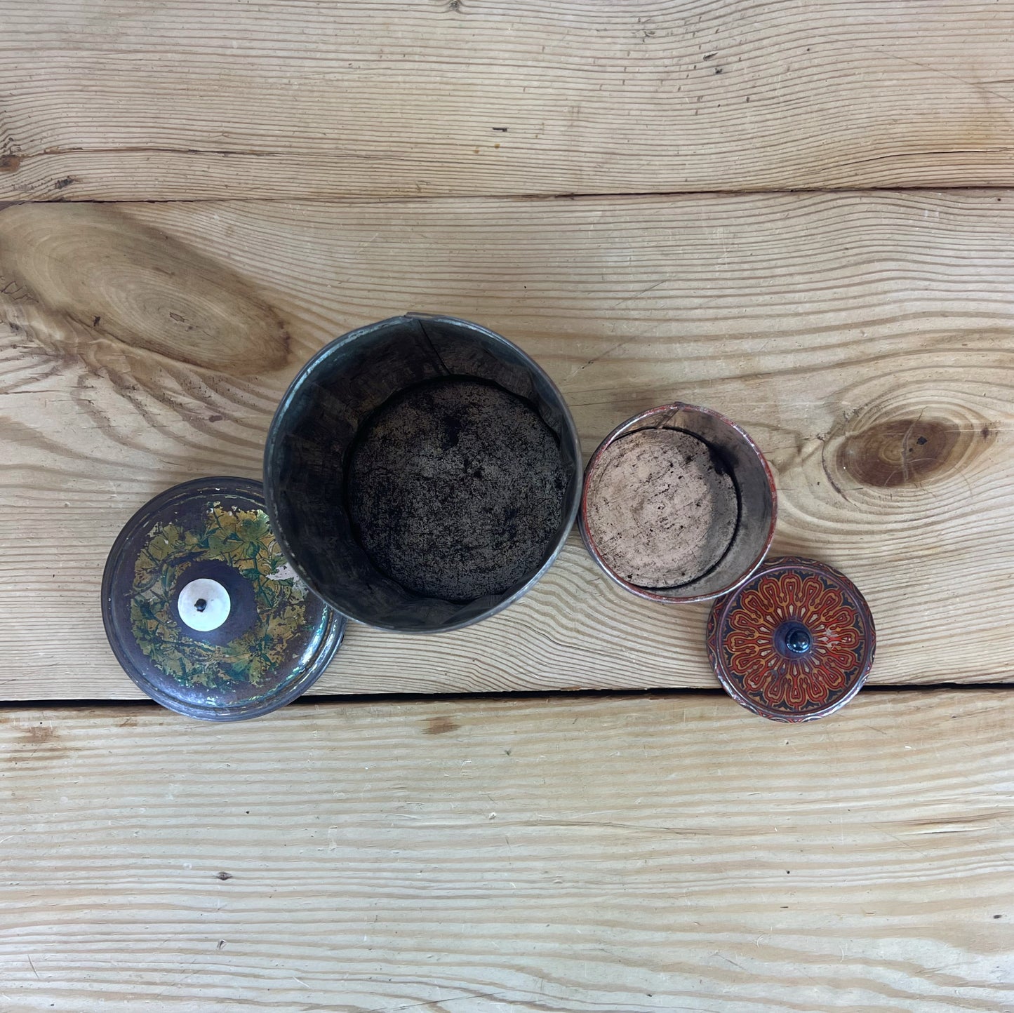 Antique Victorian Sugar Tin | Antique Tea Tin | Late 1800s Lithographed Pantry Canister | Floral Toleware