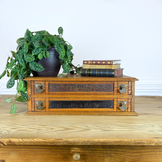 Antique J. & P. Coats Oak Spool Cabinet | Antique Spool Cabinet Drawers | Antique Apothecary Drawers | Vintage Spool Cabinet | Rustic Tabletop Cabinet