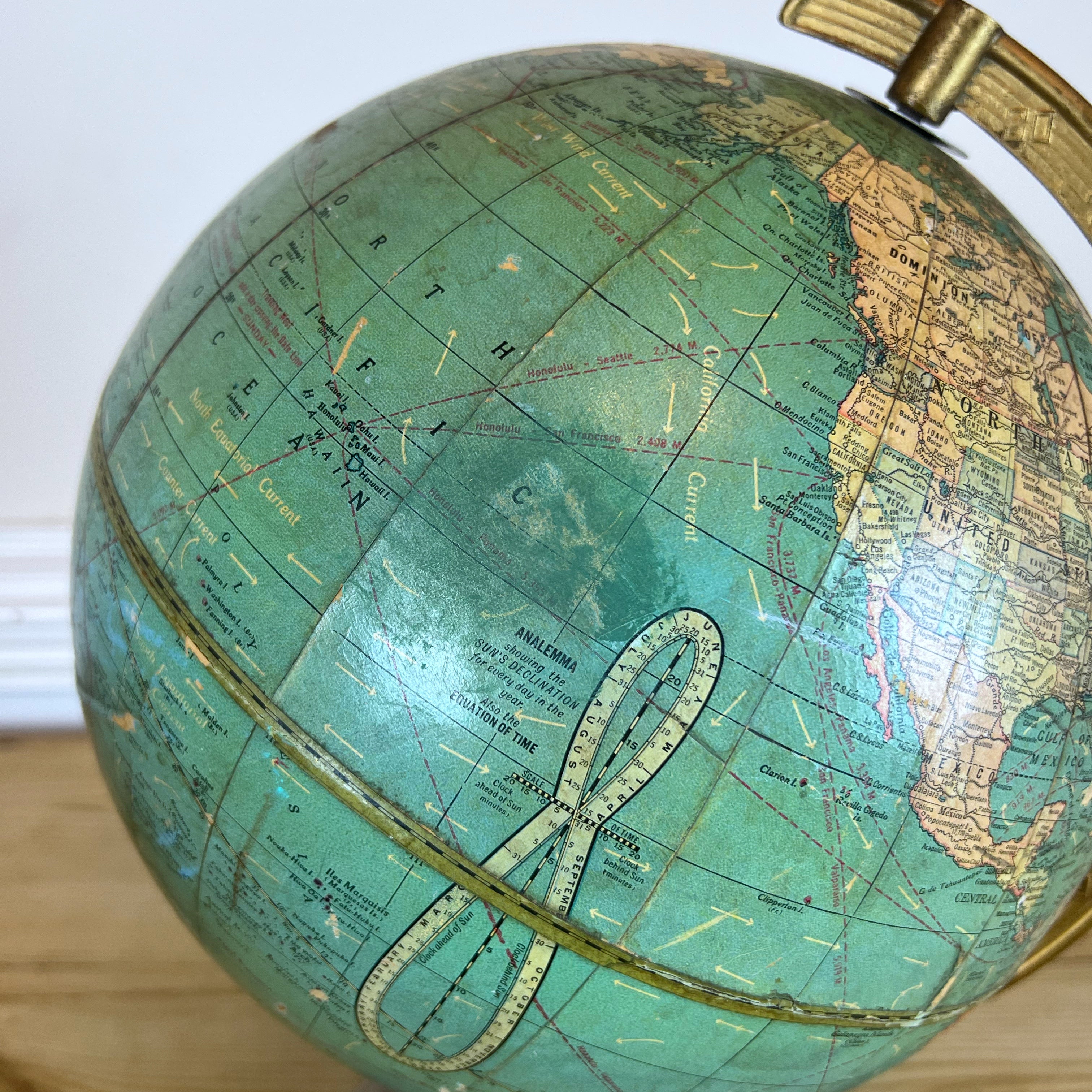 Vintage 10.5 Inch Terrestrial Globe by The George F. Cram Co. (c