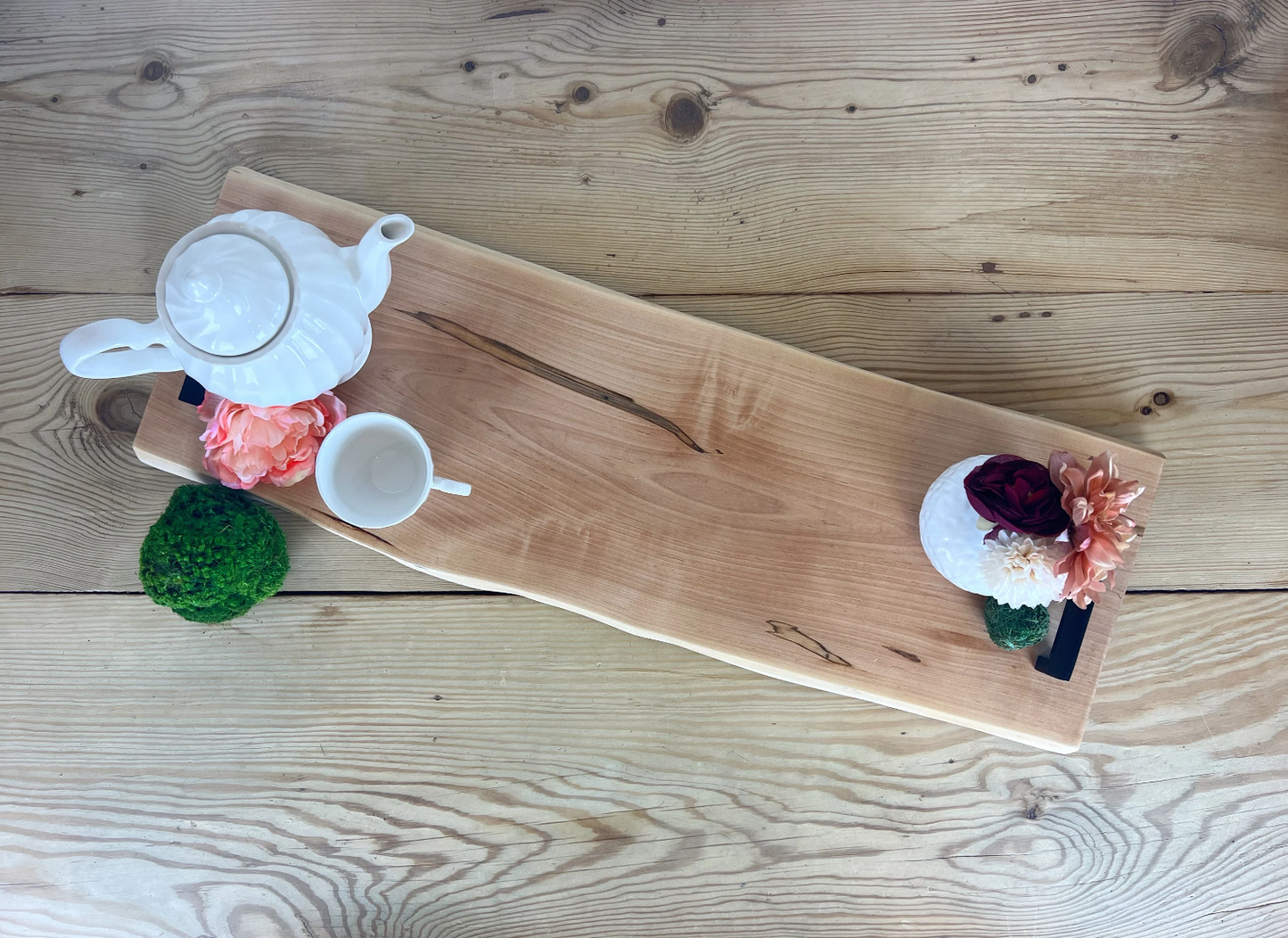 Handmade Live Edge Spalted Maple Serving Tray | Serving Board with Handles | Charcuterie Board | Cheese Board | Unique Handmade Gift