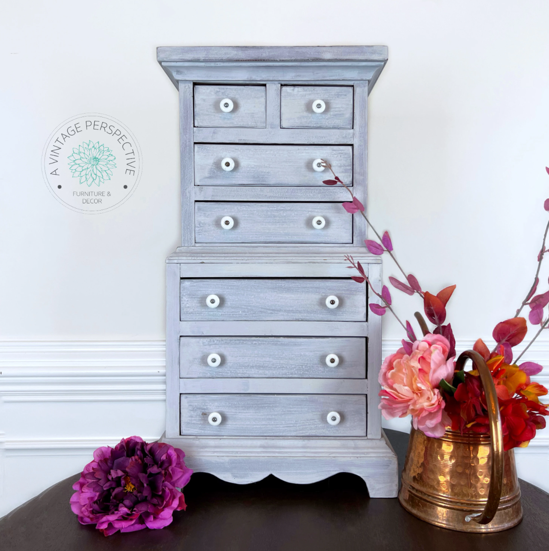 Vintage Tabletop Jewelry Box | Small Desktop Cabinet | Desktop Drawers | Antique Jewelry Box | Desktop Cabinet | Countertop Cabinet